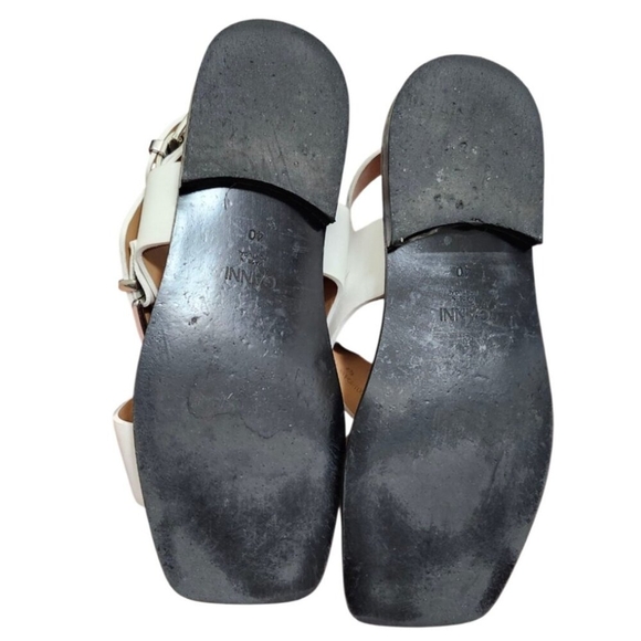 Ganni White Leather Criss Cross Sandals Square Toe Buckle Slingback Sz 40 / 10 - Picture 12 of 15